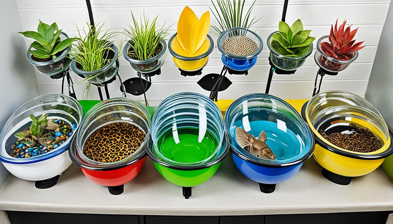 Exotic pet housing water dishes
